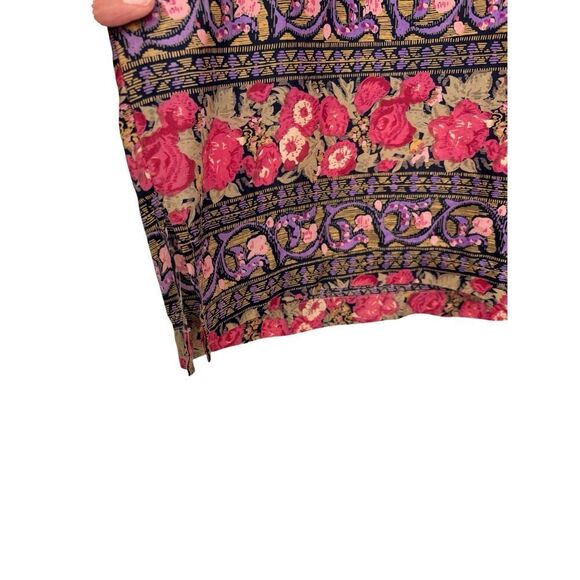 Vintage Floral Silk Top With Shoulder Pads Size Medium - Picture 5 of 7